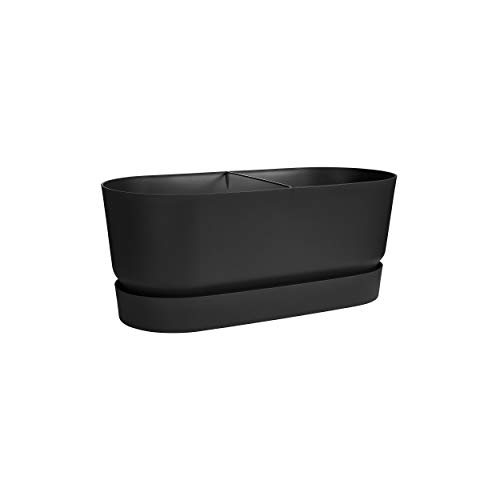 elho Greenville Trough 60 - Übertopf für Außen - 100% recyceltem Plastik - Ø 58.9 x H 33.5 cm - Schwarz/Living Schwarz von elho