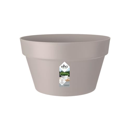 elho Loft Urban Schale 35 - Blumentopf für Außen - Ø 34.5 x H 20.2 cm - Grau/Warmes Grau von elho