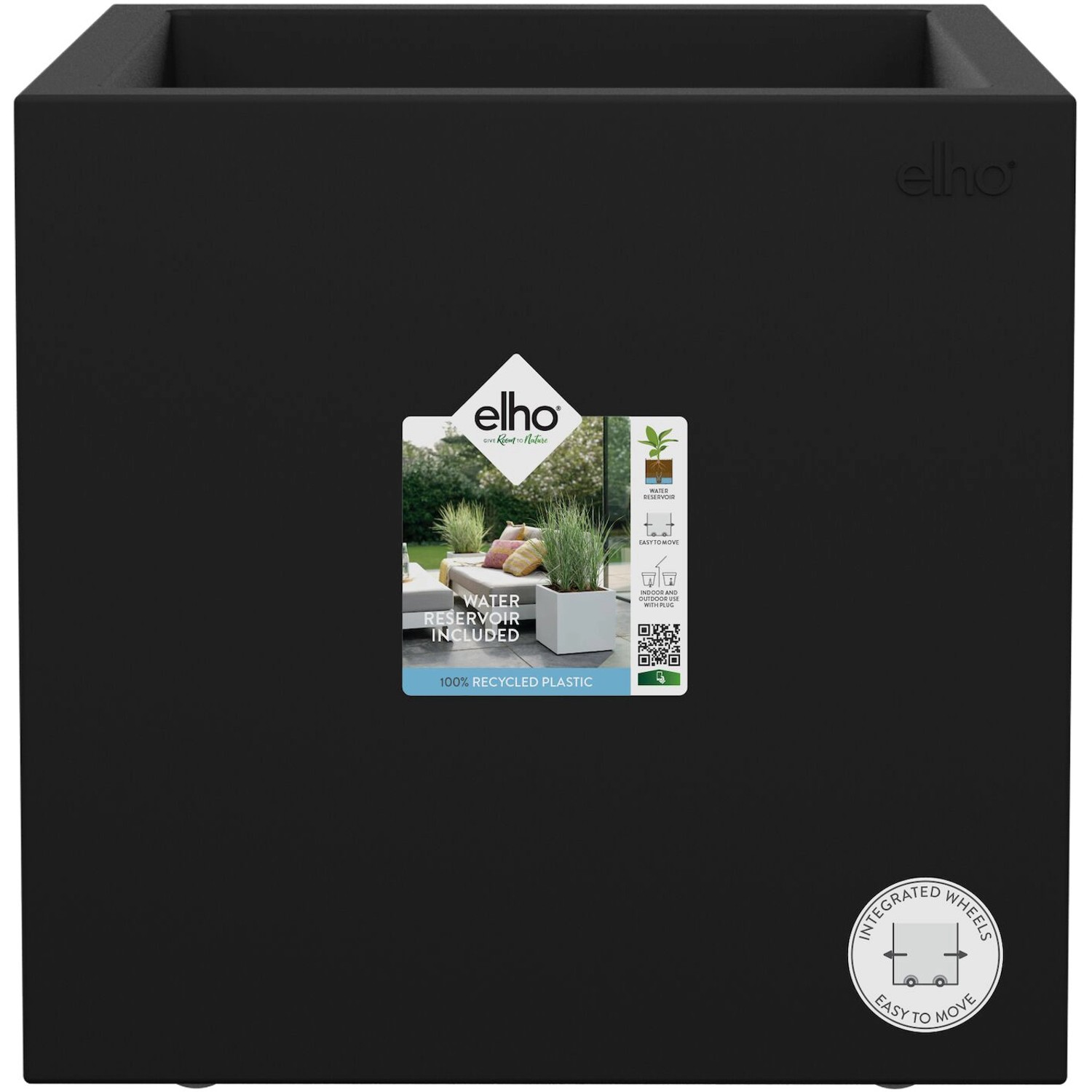 Elho Pflanztopf Vivo Next 30 cm x 30 cm x 30 cm Living Black mit Rollen von Elho