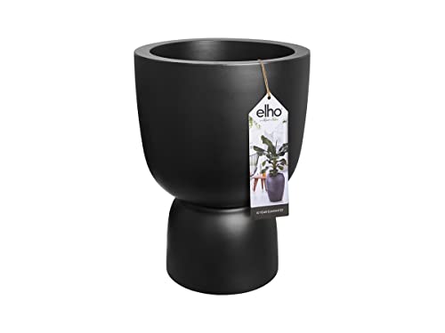 elho Pure Coupe 41 - Blumentopf für Innen & Außen - Ø 41.3 x H 57.9 cm - Schwarz/Schwarz von elho