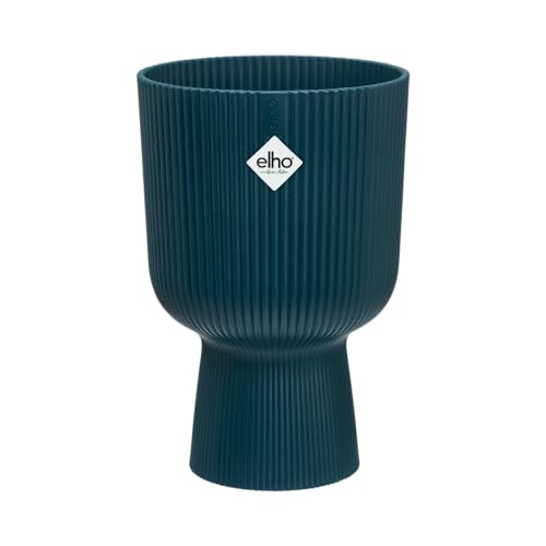 elho Vibes Fold Coupe 14 Pflanzentopf - Blumentopf für Innen - 100% recyceltem Plastik - Ø 13.9 x H 21.0 cm - Blau/Tiefes Blau von elho