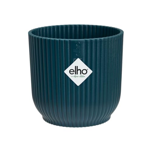 elho Vibes Fold Rund Mini 11 Pflanzentopf - Blumentopf für Innen - 100% recyceltem Plastik - Ø 11.1 x H 10.5 cm - Blau/Tiefes Blau von elho