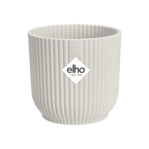 elho Vibes Fold Rund Mini 9 Pflanzentopf - Blumentopf für Innen - 100% recyceltem Plastik - Ø 9.3 x H 8.8 cm - Weiß/Seidenweiß von elho