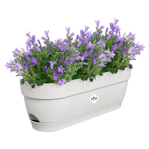 elho Vibia Campana Balkonkasten 50 mit Wasserreservoir - Blumentopf Balkon - 100% recyceltem Plastik - Ø 49.0 x H 17.0 cm - Weiß/Seidenweiß von elho