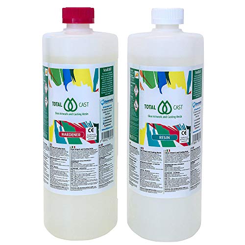 TOTALCAST Epoxidharz mit Härter Set zum Gießen 2 kg für Versiegelung Schmuck | glasklar und UV stabilisiert | Clear Epoxy Casting Pouring Resin von EliChem