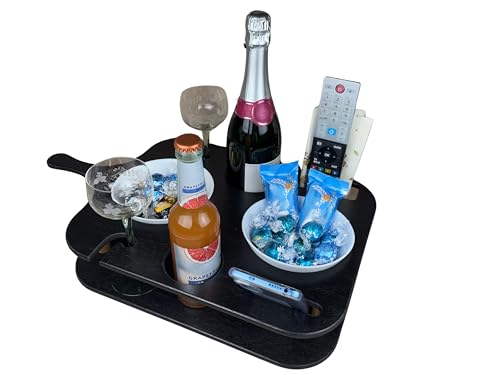 Eli Couchbar • Snackbar • Sofa-Bar • Couchbutler • gemütlicher Sofaabend • Männergeschenk • Geburtstagsgeschenk • Hochzeit • Größe L (Schwarz + Schutzlack, L) von Eli