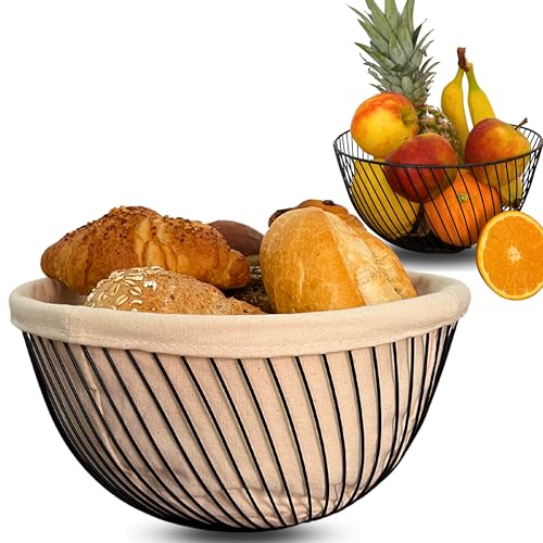 EliXito® 2 in 1 Obstkorb Brotkorb Metall - mit Einlage aus 100% Baumwolle für Brötchen & Mehr - Anti Rutsch & Kratz - Auch ideal als Organizer oder Deko Korb EliXito® 2 in 1 Obstkorb Brotkorb Metall - mit Einlage aus 100% Baumwolle für Brötchen & Mehr - Anti Rutsch & Kratz - Auch ideal als Organizer oder Deko Korb von EliXito