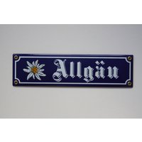Allgäu Mit Edelweiß Emaille Schild Nr. 1016 von ElinaEmailSchilder