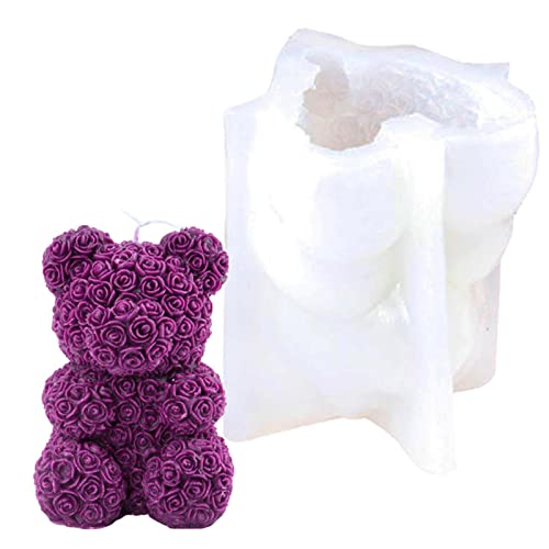 3D Silikon Kerzenform, 3d Teddybär Silikonform, Rosenbärs Aromatherapie Silikon Kerzenform Silikon Kuchenformen Schokolade Besteht Form Silikon Seifen Form DIY Silikon Bär Form Für Whiskey von Elinrat