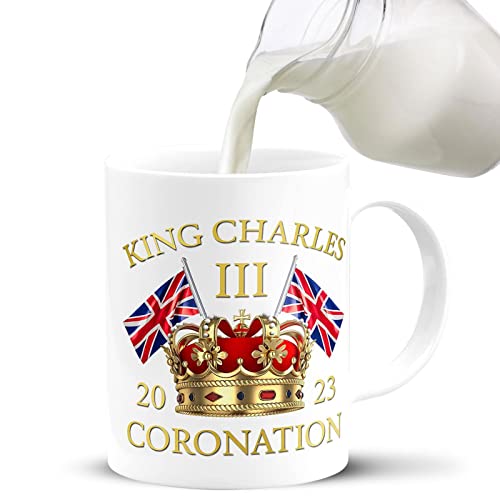 King Charles III Porcelain Mug, King Charles III Coronation Design Mug, 2023 Official Emblem Mug, Prinz Charles Kaffeetasse, Keramik Weiße Teetasse, Zur Feier Der Thronbesteigung Des Neuen Königs von Elinrat