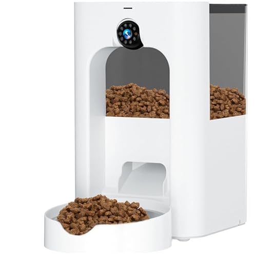 Elinsong Intelligenter Futterautomat mit HD-Kamera – 4 Liter Fassungsvermögen, App-Steuerung, Sprachkommunikation, mit FHD IPS Display für Kamera von Elinsong