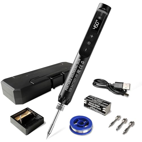 ELIOFANEIA Akku Lötkolben Set, USB Wiederaufladbar Lötkolben mit LCD, Temperatur Einstellbare 200 ℃-450 ℃, 3 Lötspitzen, Lötdraht,Lötpaste, für DIY Schweißen ELIOFANEIA Akku Lötkolben Set, USB Wiederaufladbar Lötkolben mit LCD, Temperatur Einstellbare 200 ℃-450 ℃, 3 Lötspitzen, Lötdraht,Lötpaste, für DIY Schweißen von Eliofaneia