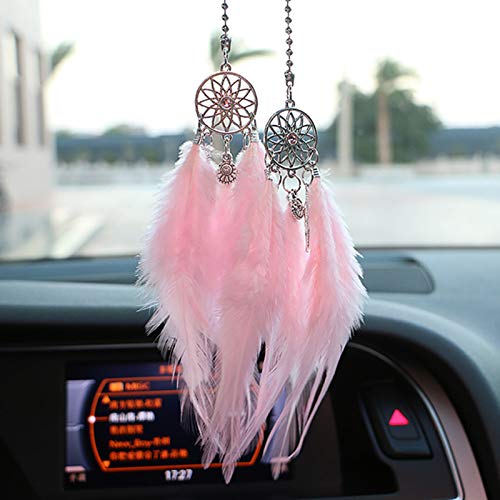 Elionless Mini Dream Catcher, kleine handgemachte Dreamcatcher Wandbehang Feder Dekoration Home Decor Auto Charms Zubehör für Geburtstag Festival Craft Geschenk (Rosa) von Elionless