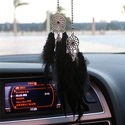 Elionless Mini Dream Catcher, kleine handgemachte Dreamcatcher Wandbehang Feder Dekoration Home Decor Auto Charms Zubehör für Geburtstag Festival Craft Geschenk (Schwarz) von Elionless