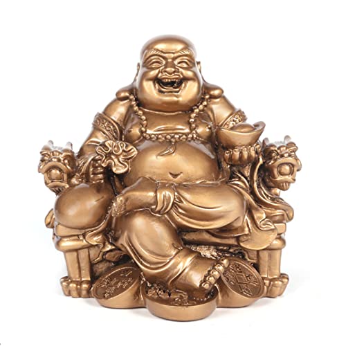 Lachender Buddha-Statue, chinesische Feng Shui Lachender Buddha-Figur Ornament Home Office Dekoration ziehen Reichtum und Glück an (Bronze) von Elionless