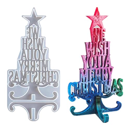 Weihnachts-Harzform, „We Wish You A Merry Christmas“ Silikonform für Weihnachtsbaum, Buchstaben, Kristall, Epoxidharz von Elionless