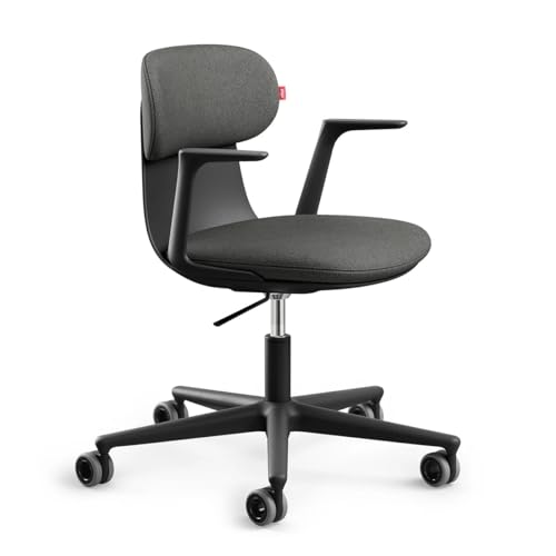 Eliot Kozy Black | Ergonomischer Bürostuhl | Büro oder Home Office | Unterstützung im Lendenwirbelbereich | ergon. Wipp-Funktion | (Armlehne, Schwarz) von Eliot