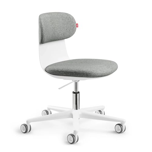Eliot Kozy White | Ergonomischer Bürostuhl | Büro oder Home Office | Unterstützung im Lendenwirbelbereich | ergon. Wipp-Funktion | (ohne Armlehne, Weiss) von Eliot