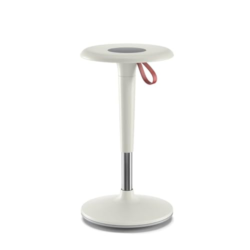 Eliot Lio White | Steh- und Sitzhocker | ergon. Wipp-Funktion | intuitive Höhenverstellung | stabile Metallsäule | Rutschfester Unterseite für 360° Bewegungsspielraum (Weiss) von Eliot