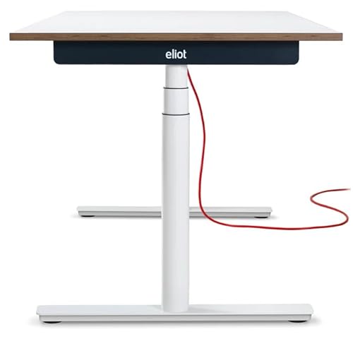 Eliot Original White | Elektrisch Höhenverstellbarer Schreibtisch mit Kollisionsschutz | HomeOffice & Büro | Weißes Gestell | (Design White (Multiplex Look), 160x80cm) von Eliot