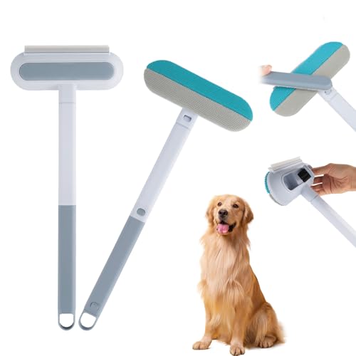 3 in 1 Pet Tierhaarentferner Ausziehbarem Stiel - Erase FüR Schlafzimmer Teppich Bettsofa, Zweibseitige Reinigung, Katze Kurze Feine Hundehaarentferner Bettwäsche, Teppich, Kleidung von EliphonTowne