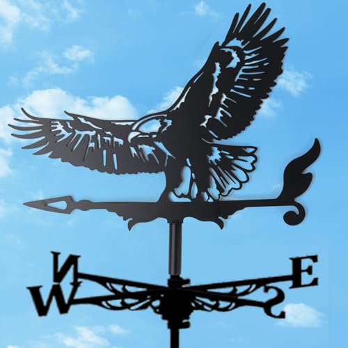 EliphonTowne Gartendekoration Wetterfahne – schwarzer dekorativer Adler, Metall, Windrichtungszeiger von EliphonTowne