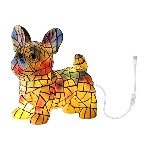 EliphonTowne Hundeleuchte, Färbung Harz Französisch Bulldog Desktop Nachtleuchte, lustige Geschenke für Liebhaber-FDQ von EliphonTowne