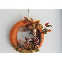 Eichhörnchen-Familie Und Eichhörnchen-Zweig, Herbst-Wand-Dekor, Thanksgiving-Dekoration von ElisFeltCraftEU