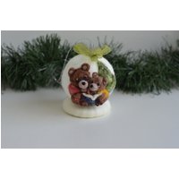 Handgemachte Filz Weihnachtskugel Teddybär Großmutter Und Enkelkind Ornament, Weihnachtsbaum Spielzeug Dekoration, Personalisiertes Geschenk Der von ElisFeltCraftEU