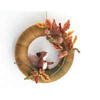 Eichhörnchen Filzkranz Herbst Eiche Zweig von ElisFeltCraftEU