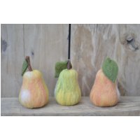 Nadelfilz Birne Verschiedene Farben Mit Blatt in Lebensgröße, Wolle Früchte Für Teller von ElisFeltCraftEU