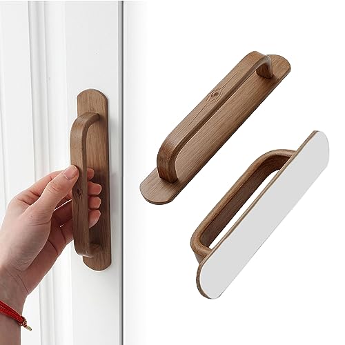 Elistonie 2 Stück Selbstklebender Griff Holzähnlicher Schrankgriff Griffe zum kleben Möbelgriff für Schrank Schiebetüren Schublade Glasschrank Glastür Selbstklebender Türgriff Aluminium (Dunkel,128mm) von Elistonie
