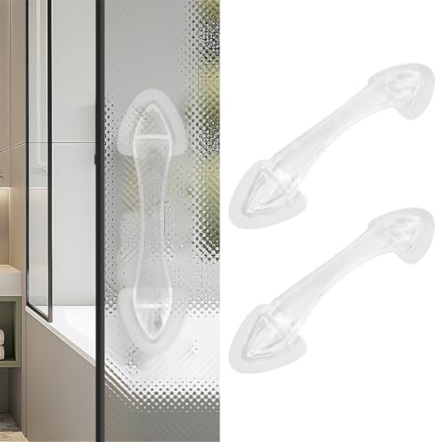 Elistonie 4 Stück Acryl Selbstklebender Griff für Schiebetür Griff zum Kleben Möbelgriff Dusche Türgriff Bohrfrei Acryl Griff für Medizinschrank Schublade Bildschirm Tür Balkon (4 Stück, Transparent) von Elistonie