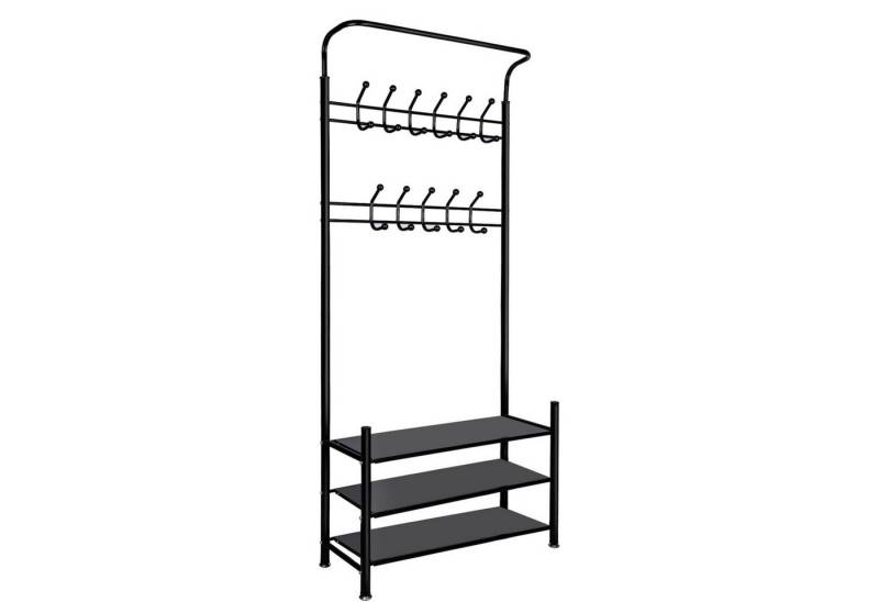 ElitVita Kleiderständer Garderobe mit Schuhablage, 3 Ablagen, mit 7 Haken, 30 x 52 x 190 cm, (1 St), für Schlafzimmer Wohnzimmer von ElitVita