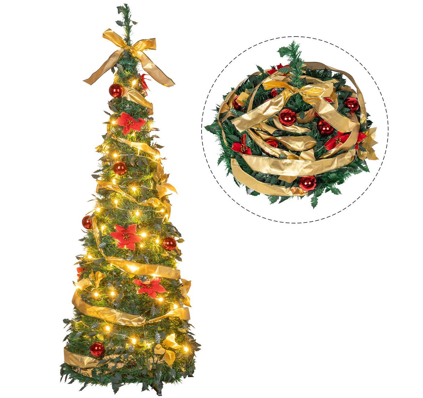 ElitVita Künstlicher Weihnachtsbaum Pop Up Weihnachtsbaum, 150cm, Faltbarer, mit Beleuchtung Schleife ElitVita Künstlicher Weihnachtsbaum Pop Up Weihnachtsbaum, 150cm, Faltbarer, mit Beleuchtung Schleife von ElitVita
