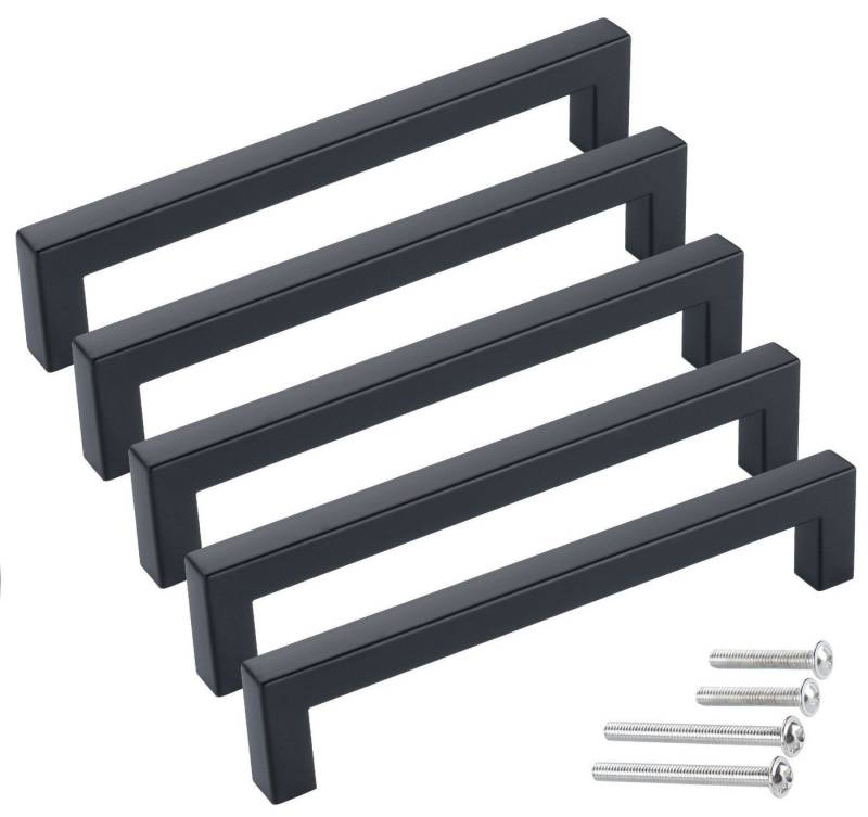 ElitVita Möbelgriff Edelstahl Schrankgriff Küchengriffe, mit 25 und 40mm Schrauben (15-St), Möbelgriffe für küchenschränke Schubladen, Schwarz/Silber von ElitVita