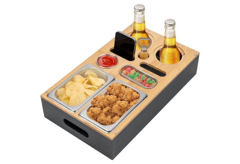 ElitVita Tabletttisch Couchbar Sofatablett Snackbox, mit Snackschalen Saucenschalen (1-St), mit Flaschenhalterung für Becher Gläser, für Kinoabende Fußballspiele von ElitVita
