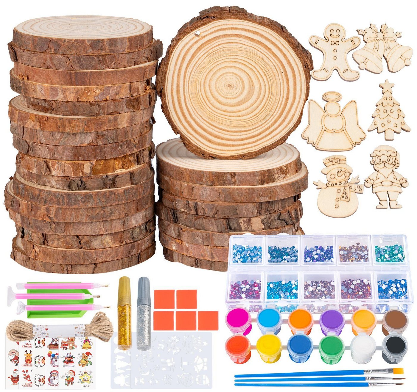 ElitVita Christbaumschmuck Holzscheiben Set 30 Stück Runde Unbehandeltes Naturholz mit DIY Geräte, für Weihnachten DIY Basteln Dekoration ElitVita Christbaumschmuck Holzscheiben Set 30 Stück Runde Unbehandeltes Naturholz mit DIY Geräte, für Weihnachten DIY Basteln Dekoration von ElitVita
