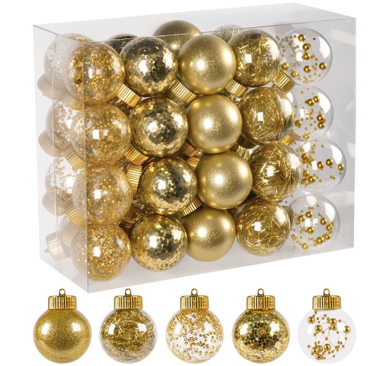 ElitVita Weihnachtsbaumkugel 40 Stück, Transparent, Deckel abnehmbar, mit Umhängeband (40 St), für Christbaumgirlanden Deko von ElitVita
