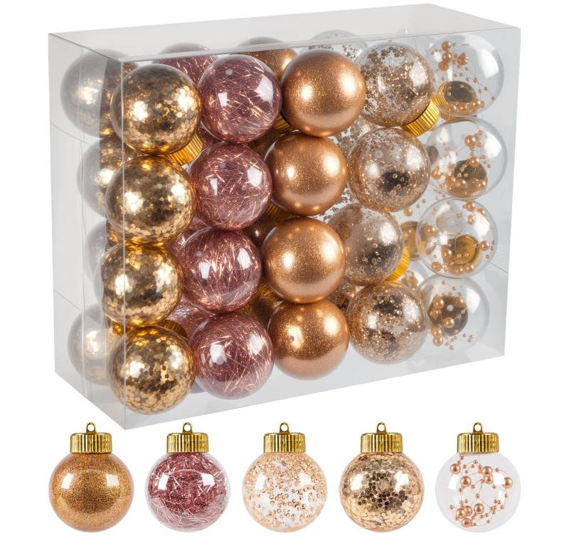 ElitVita Weihnachtsbaumkugel 40 Stück, Transparent, Deckel abnehmbar, mit Umhängeband (40 St), für Christbaumgirlanden Deko von ElitVita