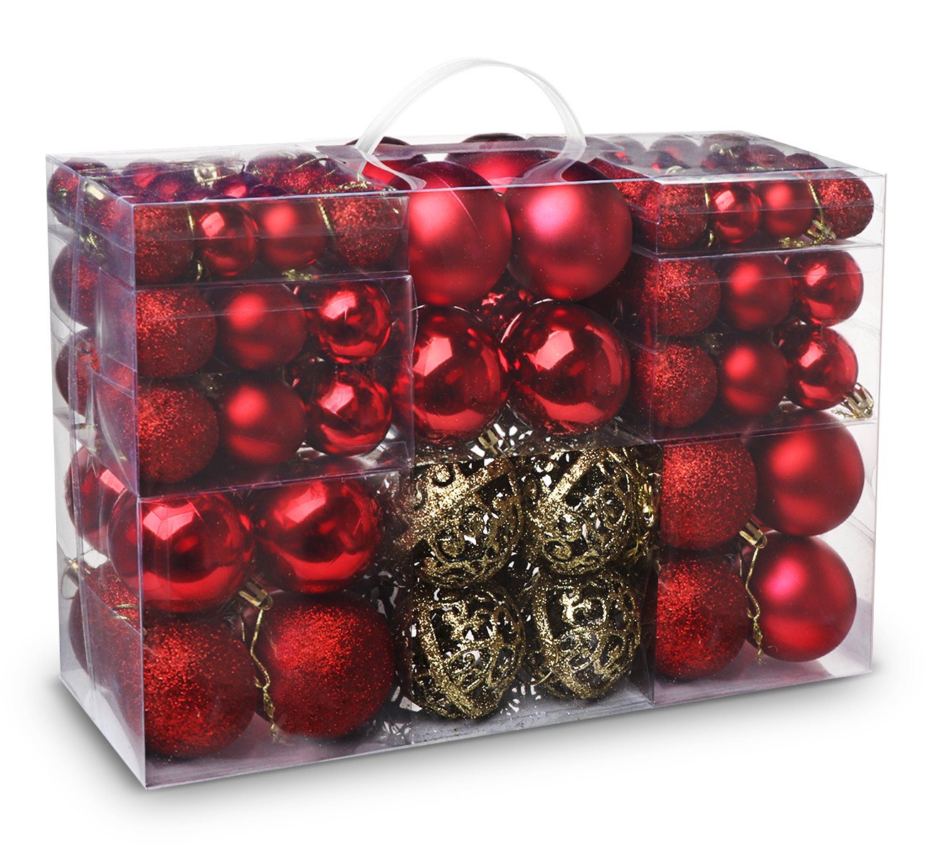 ElitVita Weihnachtsbaumkugel Weihnachtskugeln Rot, 100er Set Christbaumkugeln, Kunststoff (100 St), Weihnachtsbaumschmuck Christbaumschmuck für Weihnachtsbaum Deko von ElitVita
