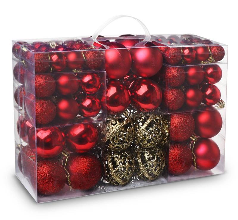 ElitVita Weihnachtsbaumkugel Weihnachtskugeln Rot, 100er Set Christbaumkugeln, Kunststoff (100 St), Weihnachtsbaumschmuck Christbaumschmuck für Weihnachtsbaum Deko von ElitVita