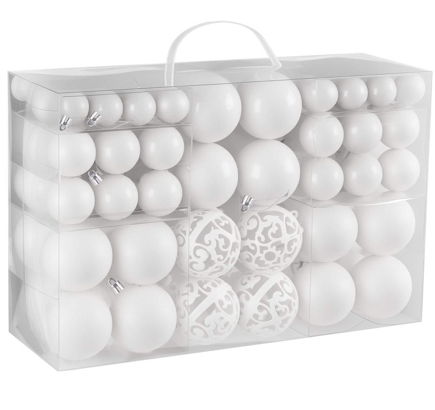 ElitVita Weihnachtsbaumkugel Weihnachtskugeln Weiß, 100er Set Christbaumkugeln, Kunststoff (100 St), Weihnachtsbaumschmuck Christbaumschmuck für Weihnachtsbaum Deko von ElitVita