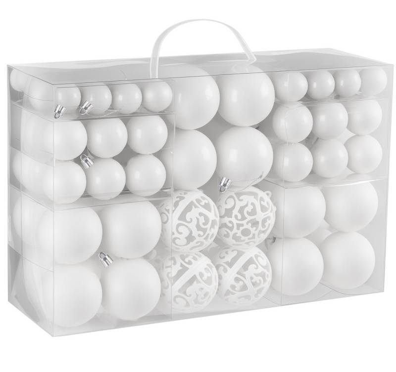 ElitVita Weihnachtsbaumkugel Weihnachtskugeln Weiß, 100er Set Christbaumkugeln, Kunststoff (100 St), Weihnachtsbaumschmuck Christbaumschmuck für Weihnachtsbaum Deko von ElitVita