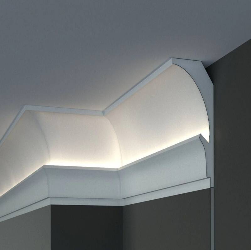 Elite Decor Lichtleiste KD202 | Polystyrol 150 x 90 x 1150 mm Weiß Styropor Deckenleiste von Elite Decor