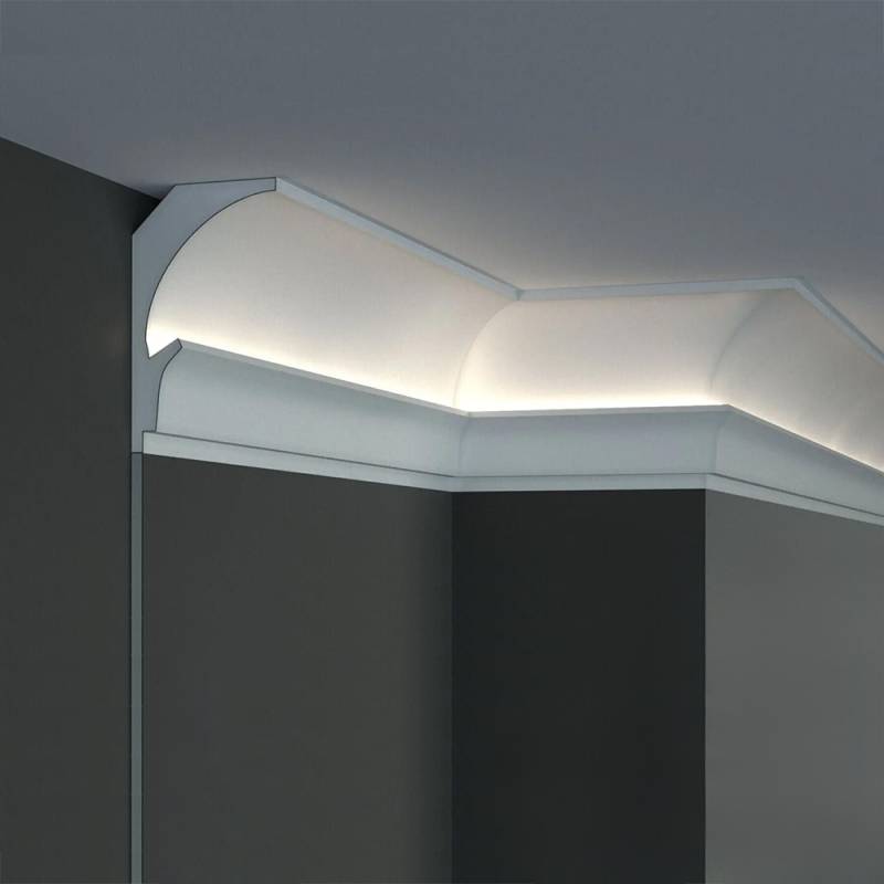 Elite Decor Lichtleiste KD205 Polystyrol 90 x 150 x 1150 mm Weiß Styropor Stuckleiste Deckenleiste von Elite Decor