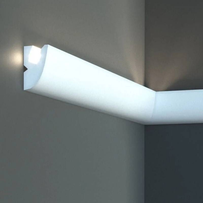 Elite Decor | Lichtleiste KD303 | Polystyrol | 40 x 65 x 1150 mm | Weiß | Styropor Zierleiste von Elite Decor