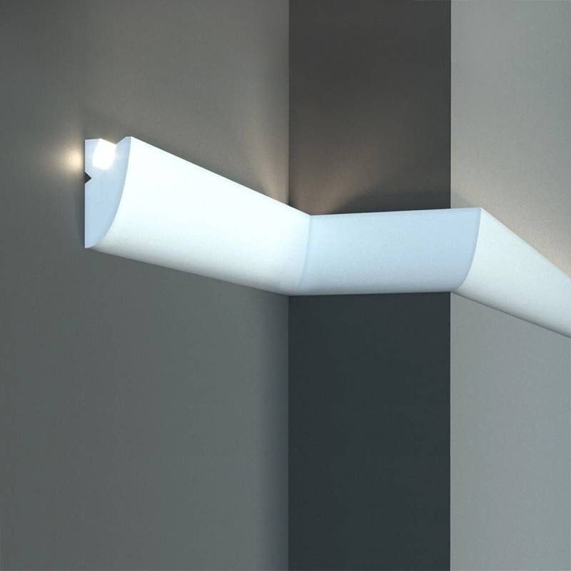 Elite Decor Lichtleiste KD304 Polystyrol 45 x 95 x 1150 mm Weiß Styropor Zierleiste Wandleiste von Elite Decor