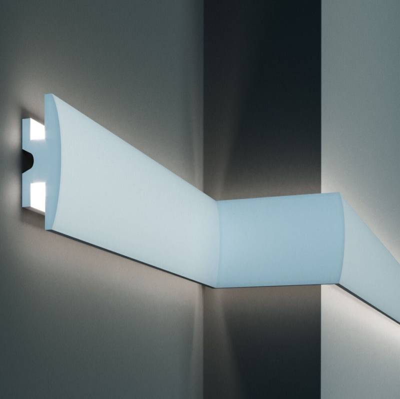 Elite Decor Lichtleiste KD305| Polystyrol 90 x 50 x 1150 mm Weiß Styropor Deckenleiste von Elite Decor