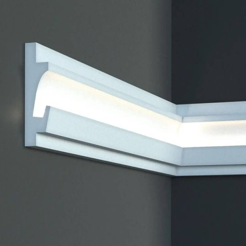 Elite Decor | Lichtleiste KD401 | Polystyrol | 35 x 125 x 1150 mm | Weiß | Styropor Zierleiste von Elite Decor